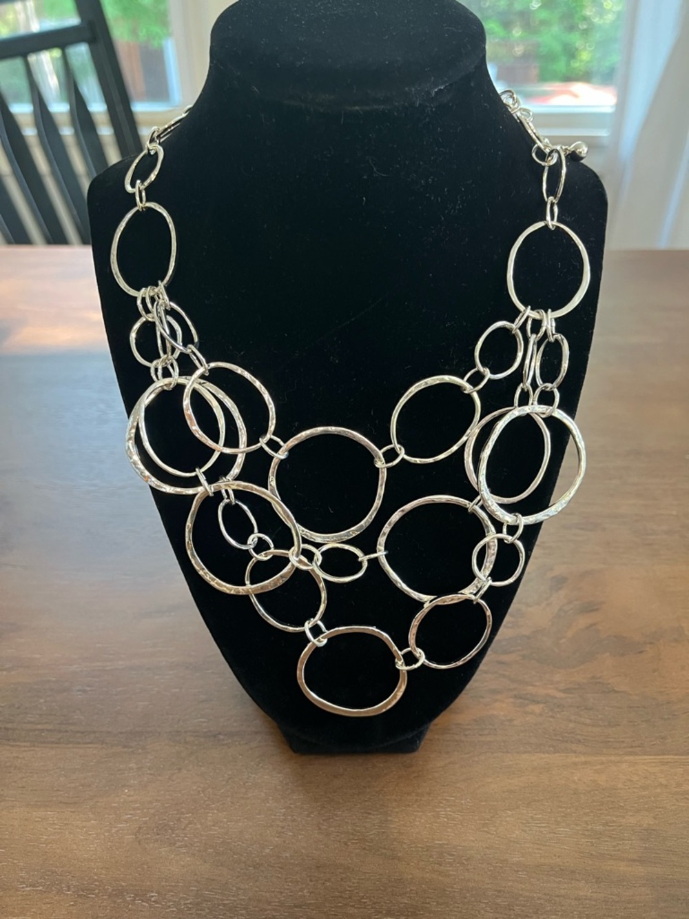 Chico's Silver-Tone Multi Circle Statement Necklace